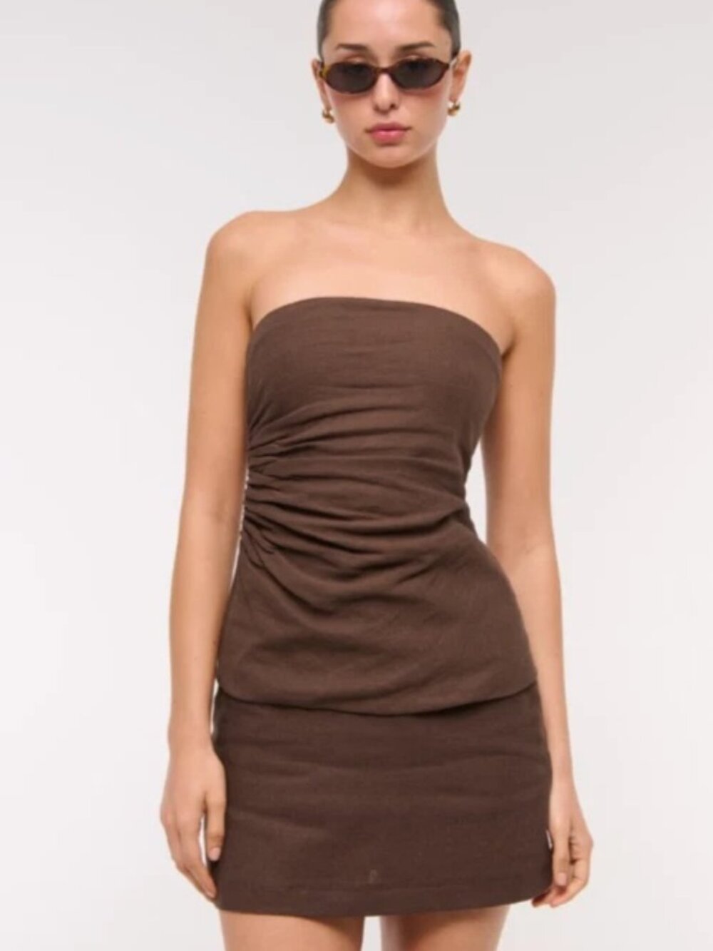 Abercrombie & Fitch Brown Linen Tube Top